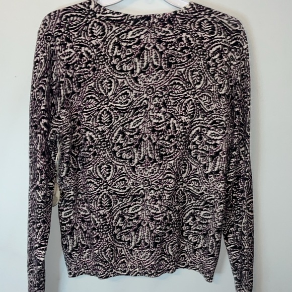 NWT Madison Lightweight Cardigan Sweater Plum White Floral Leaf Boho Print Sz XL - Picture 8 of 11